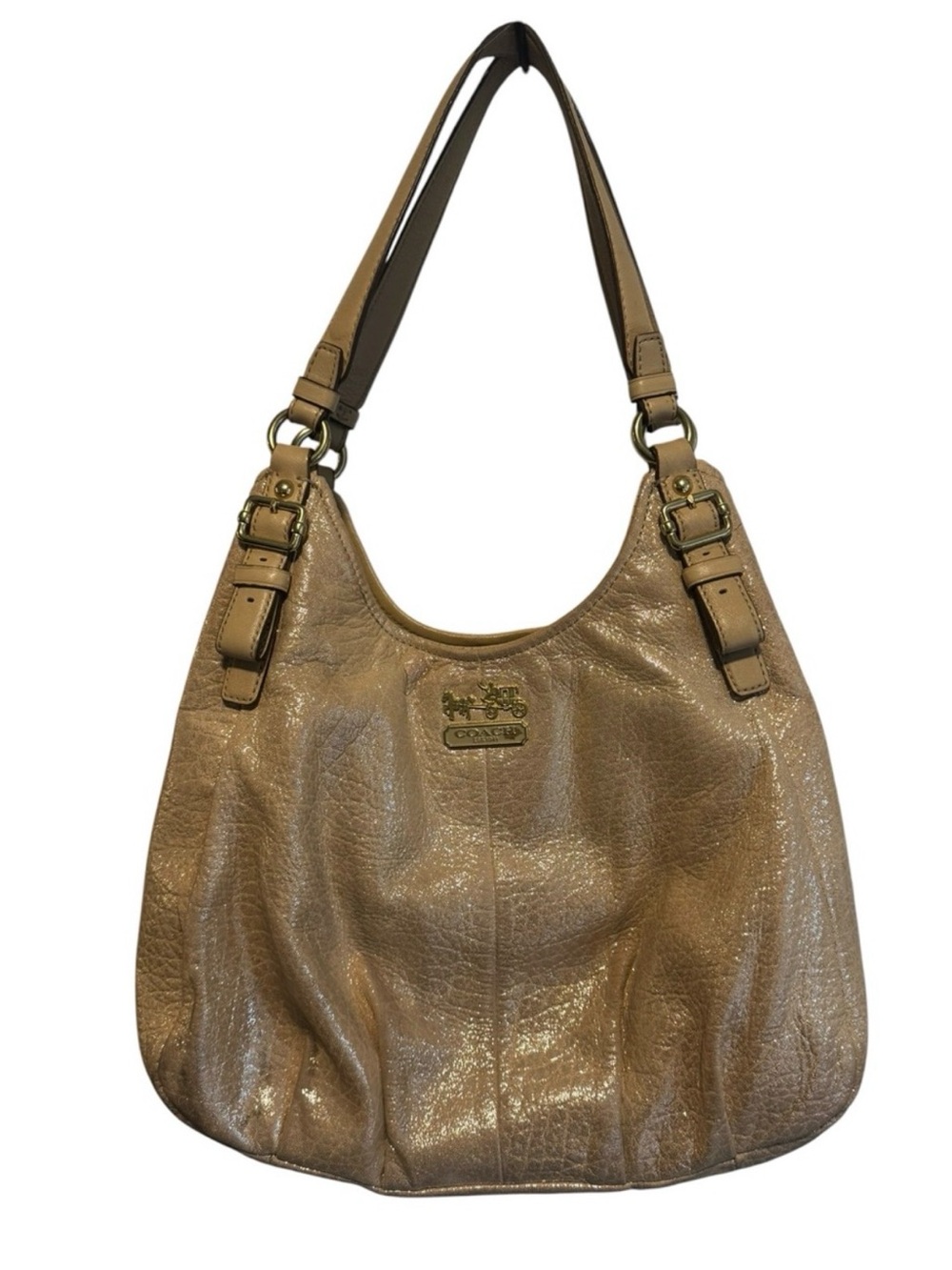 Coach Metallic Champagne Leather Hobo Bag